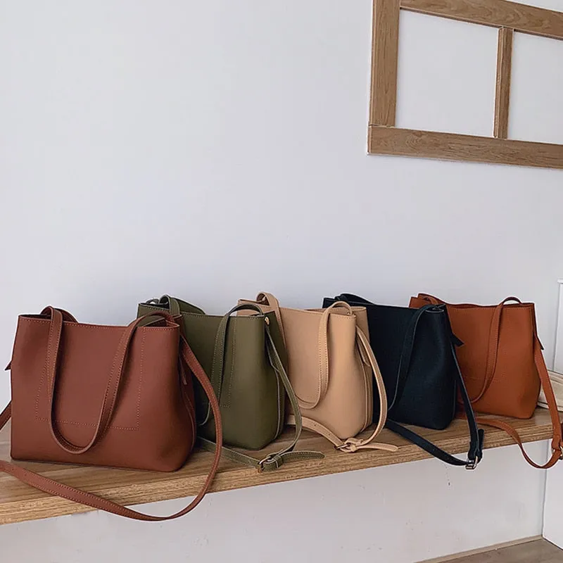 Vvsha Casual Large Capacity Tote Designer Handbags Luxury Matte Leather Female Shoulder Messenger Bag Big Buckets Bag Lady Purse