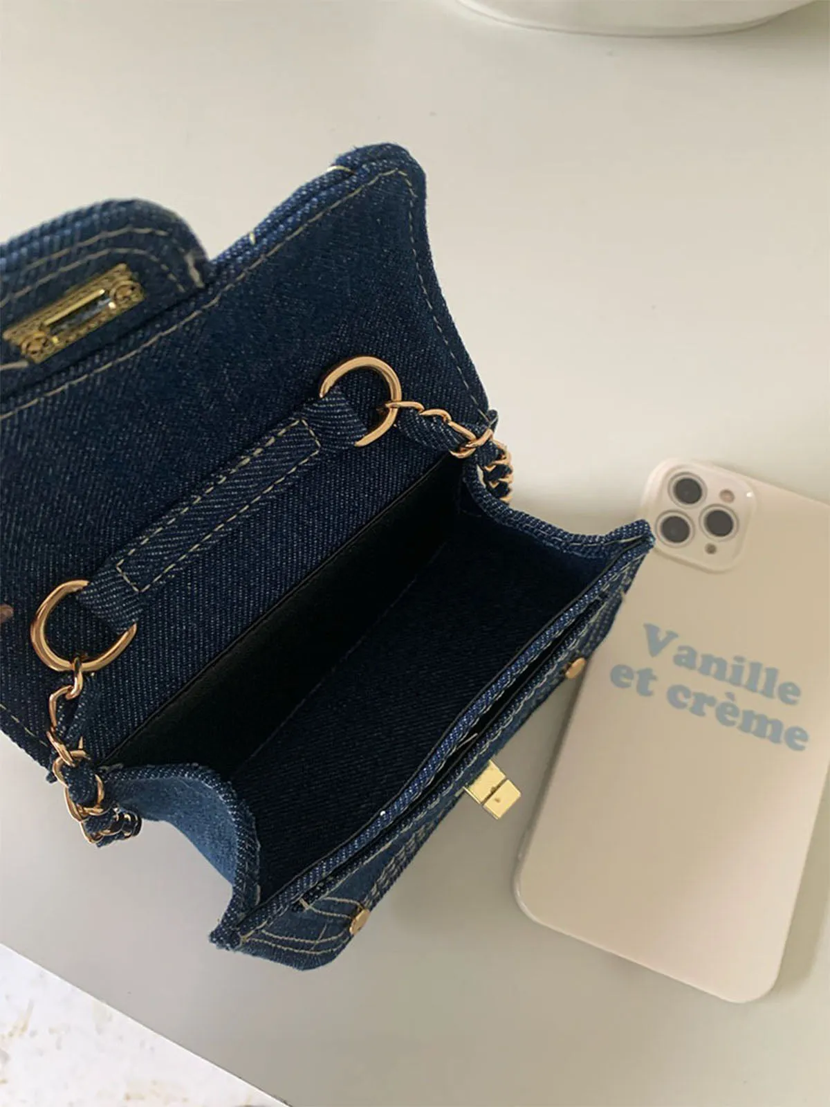 Washed Denim Blue Mini Sling Bag