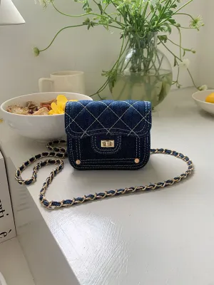 Washed Denim Blue Mini Sling Bag
