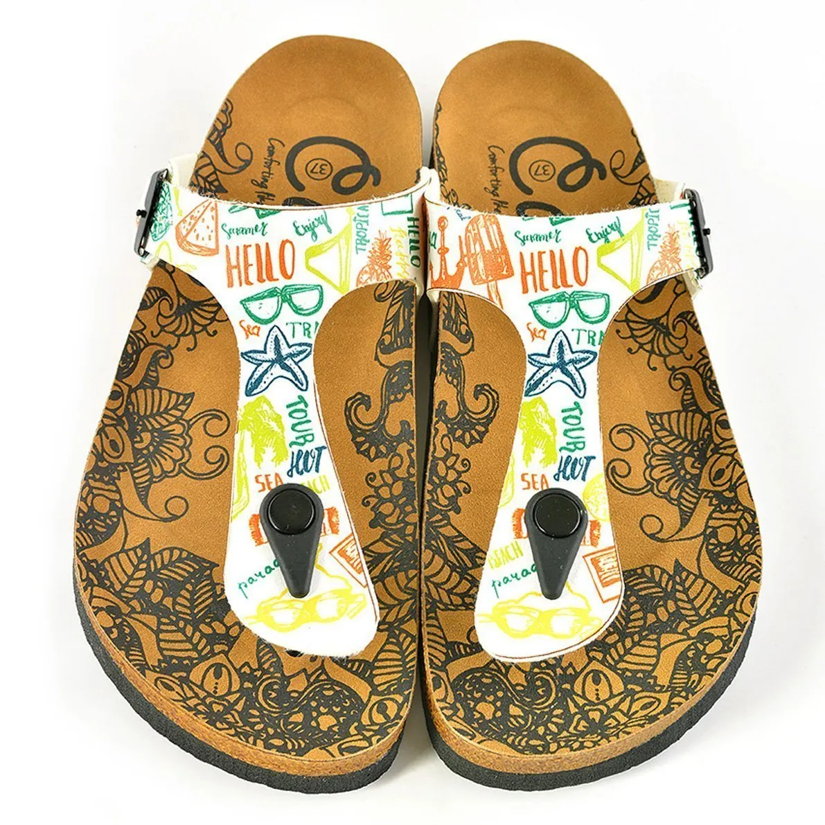 White Hello T-Strap Sandal CAL521
