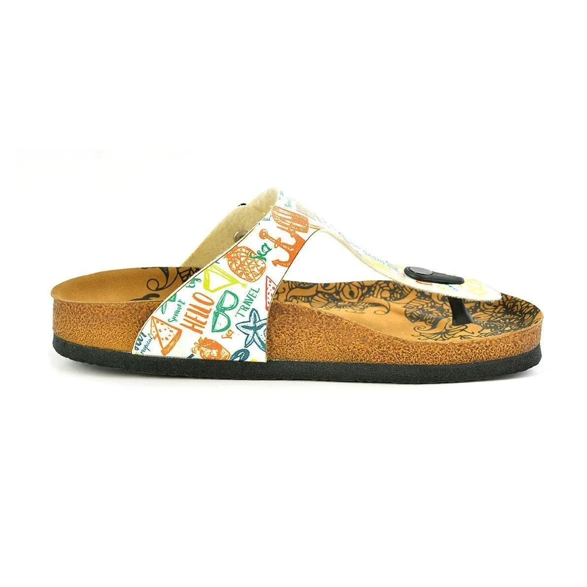 White Hello T-Strap Sandal CAL521