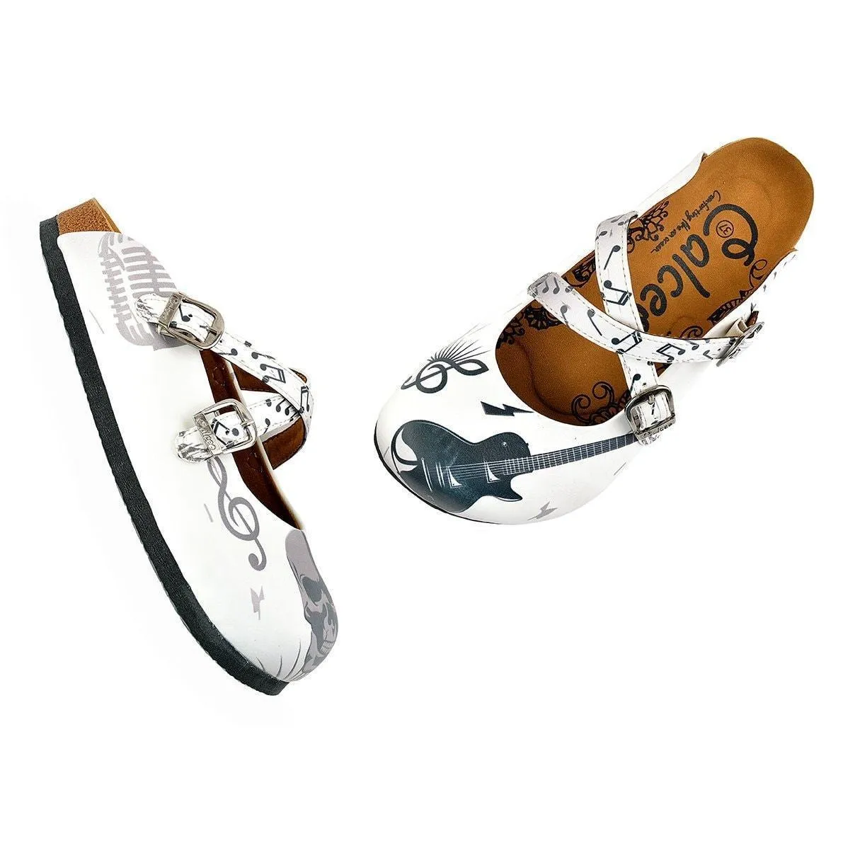 White Music Note Clogs WCAL141