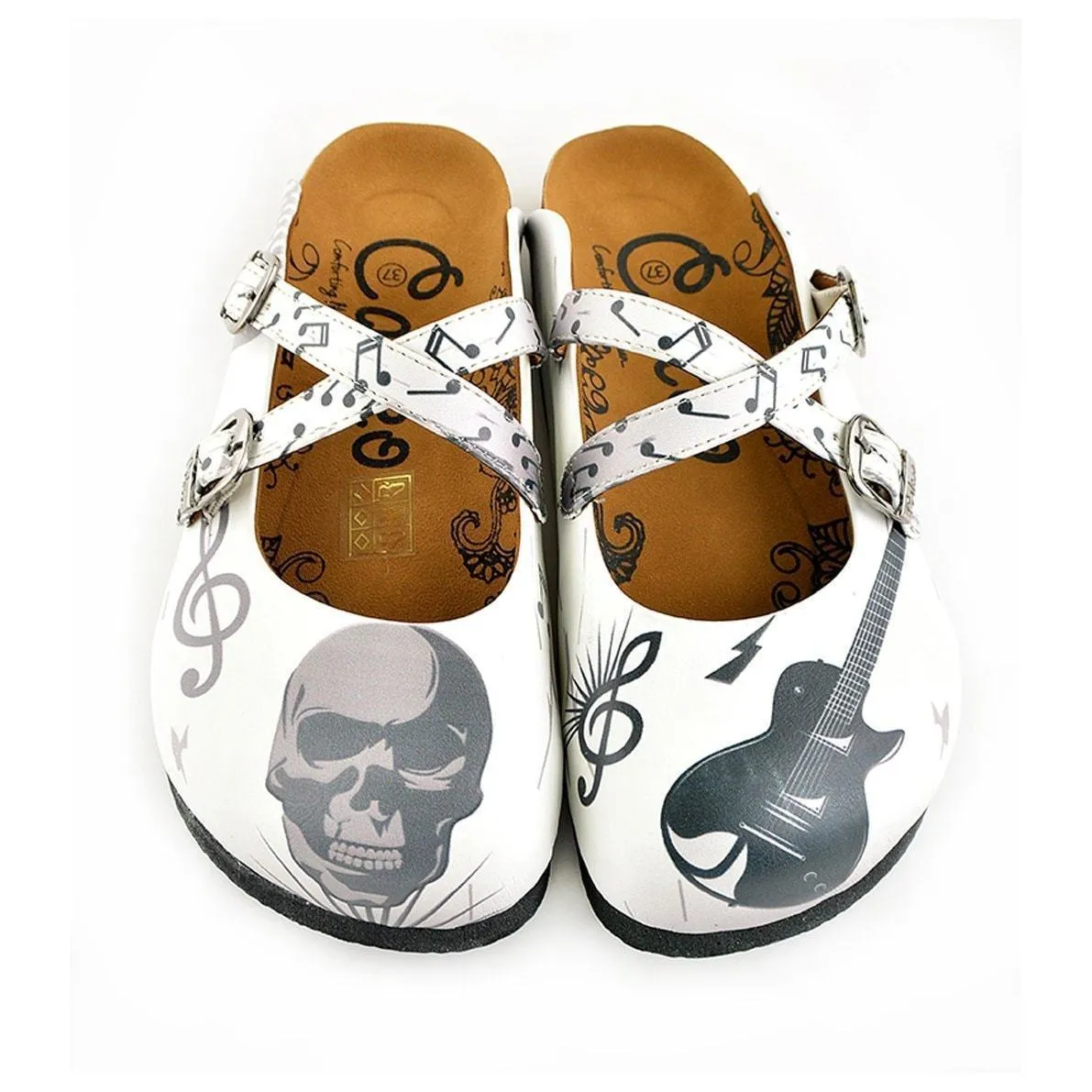 White Music Note Clogs WCAL141