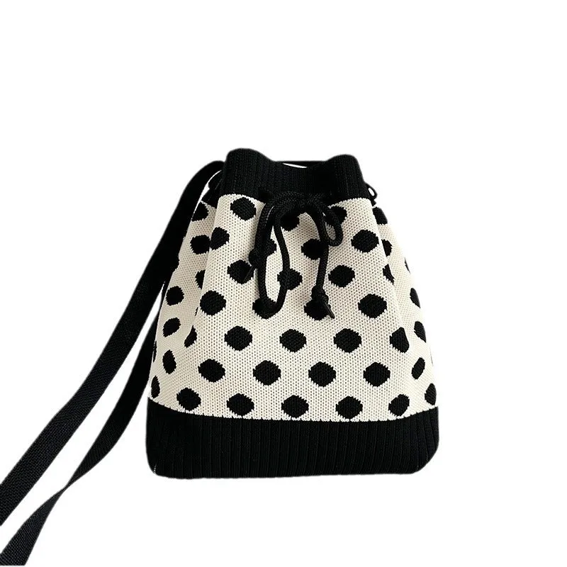 Wholesale Knitted wool drawstring lunch box bag handbag hand tote bag bucket bag