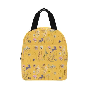 Wildflowers Light Orange Insulated Zipper Lunch Bag