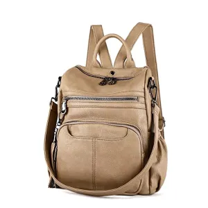 Women Bags Backpack Purse PU Leather Zipper Bags Casual Backpacks Shoulder Bags (DK8532#K273#7KHAKI)