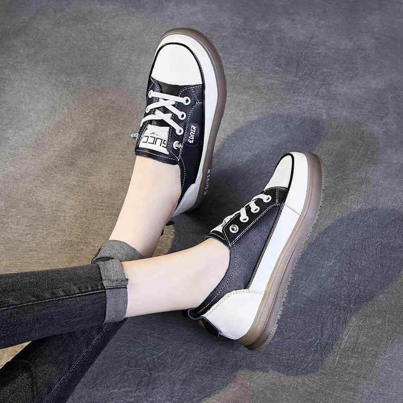 Women Fashion Leather Flat Slip-on Casual Shoes