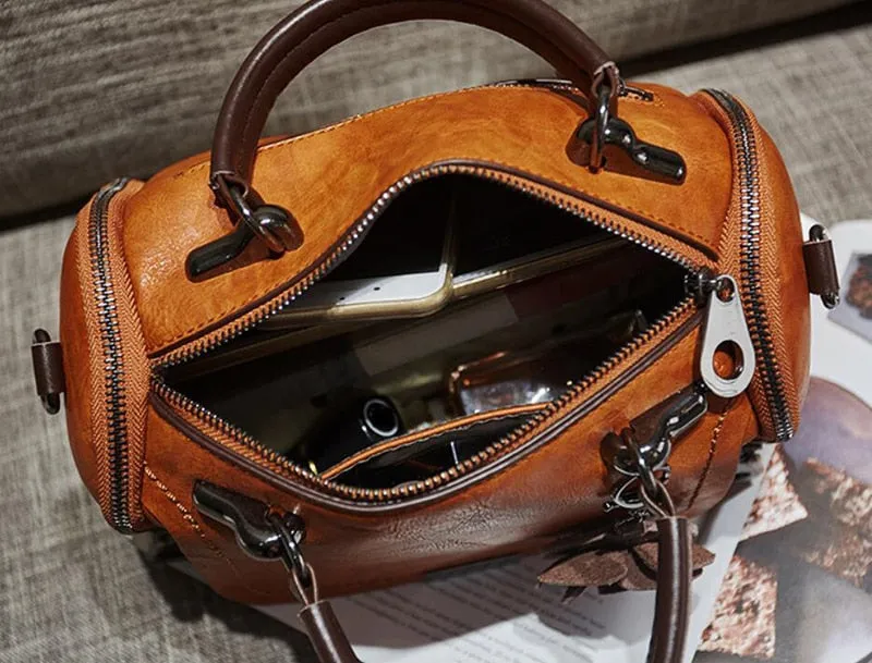Women Flowers Pendant Boston bag
