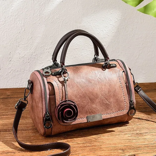 Women Flowers Pendant Boston bag