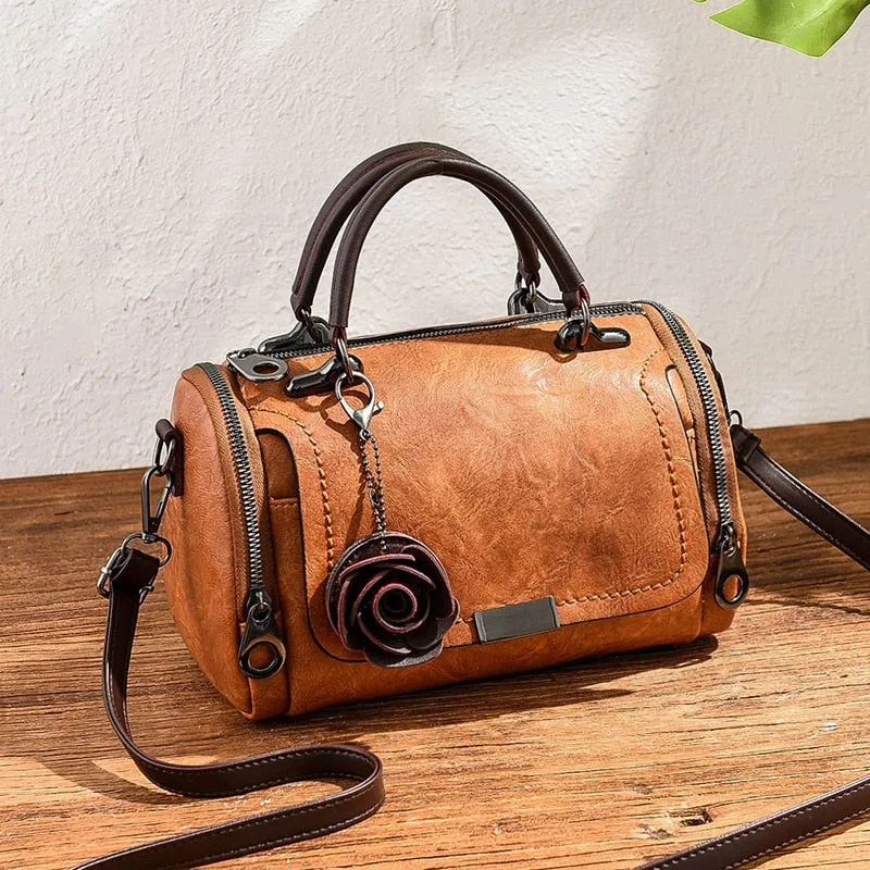 Women Flowers Pendant Boston bag