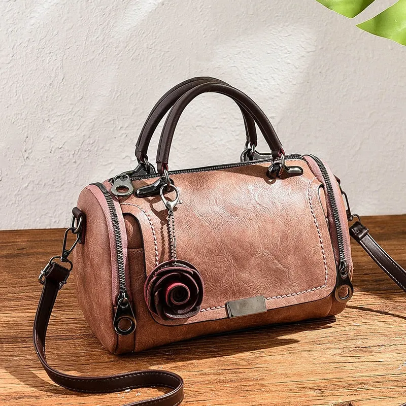 Women Flowers Pendant Boston bag