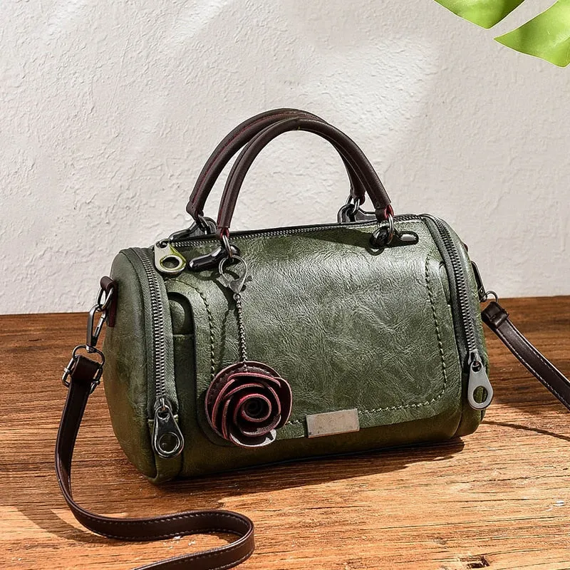 Women Flowers Pendant Boston bag