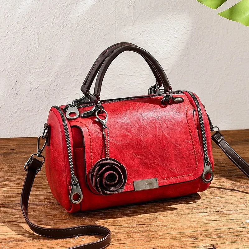 Women Flowers Pendant Boston bag