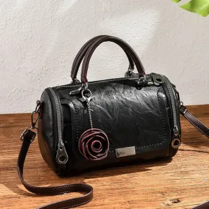 Women Flowers Pendant Boston bag