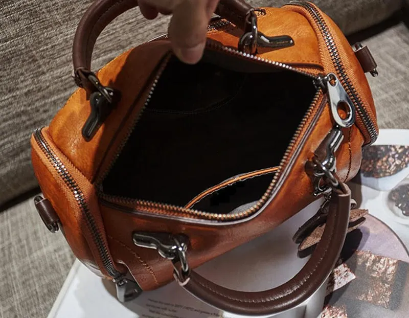 Women Flowers Pendant Boston bag