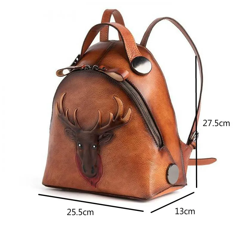 Women Handmade Retro Genuine Leather Backpack