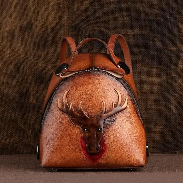 Women Handmade Retro Genuine Leather Backpack