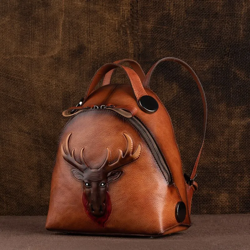 Women Handmade Retro Genuine Leather Backpack