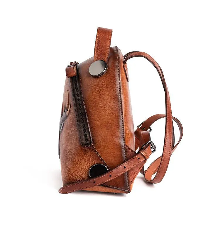 Women Handmade Retro Genuine Leather Backpack