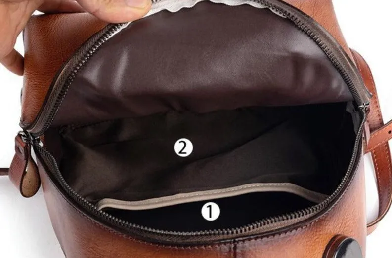 Women Handmade Retro Genuine Leather Backpack