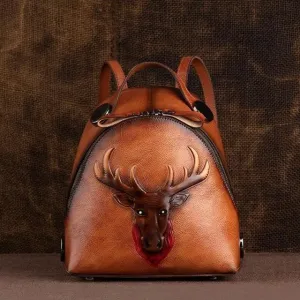Women Handmade Retro Genuine Leather Backpack