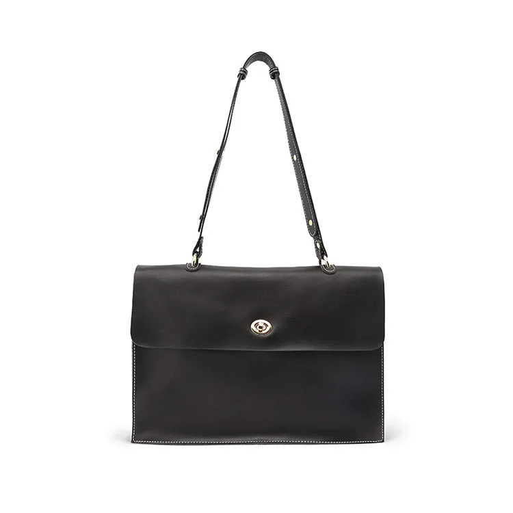 Women's Black Leather Satchel Over the Shoulder Bag Handbags Purse for Women