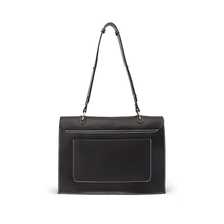 Women's Black Leather Satchel Over the Shoulder Bag Handbags Purse for Women