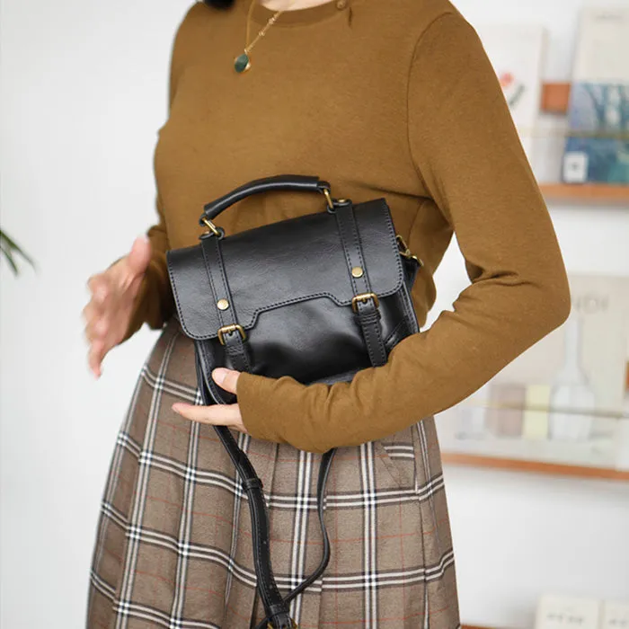 Womens Black Leather Satchel Purse Genuine Leather Crossbody Bags