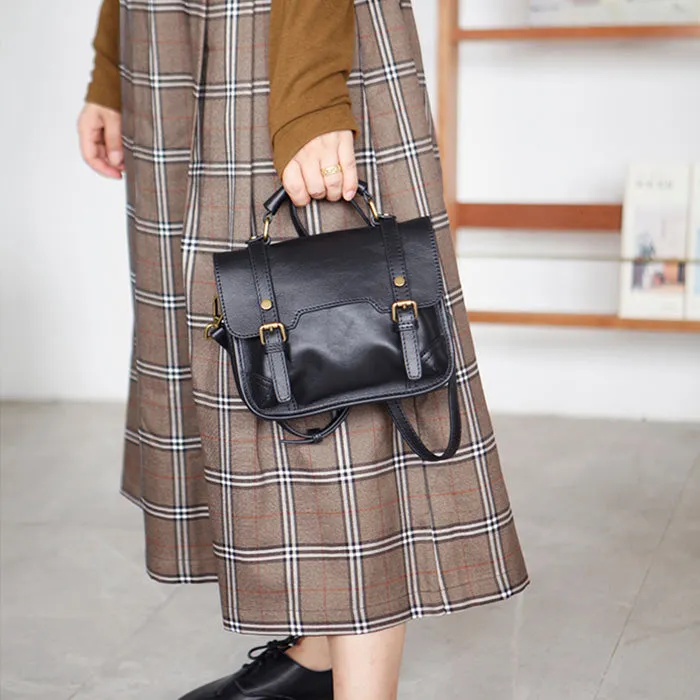 Womens Black Leather Satchel Purse Genuine Leather Crossbody Bags