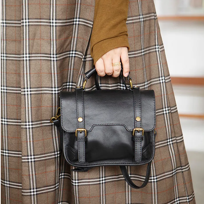 Womens Black Leather Satchel Purse Genuine Leather Crossbody Bags