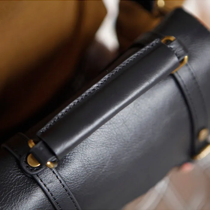 Womens Black Leather Satchel Purse Genuine Leather Crossbody Bags