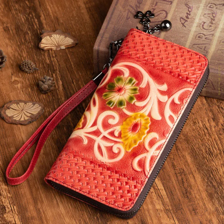 Women's Designer Embossed Leather Wallets on Sale Billfold For Women