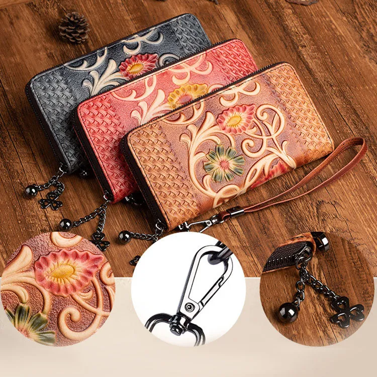 Women's Designer Embossed Leather Wallets on Sale Billfold For Women