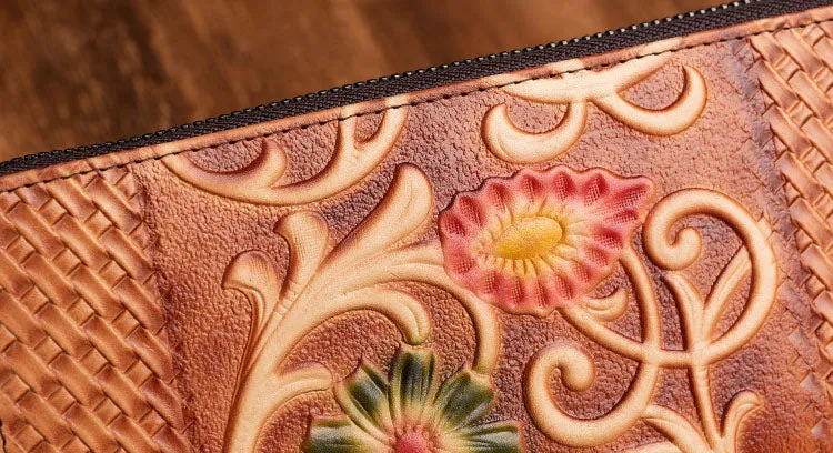 Women's Designer Embossed Leather Wallets on Sale Billfold For Women