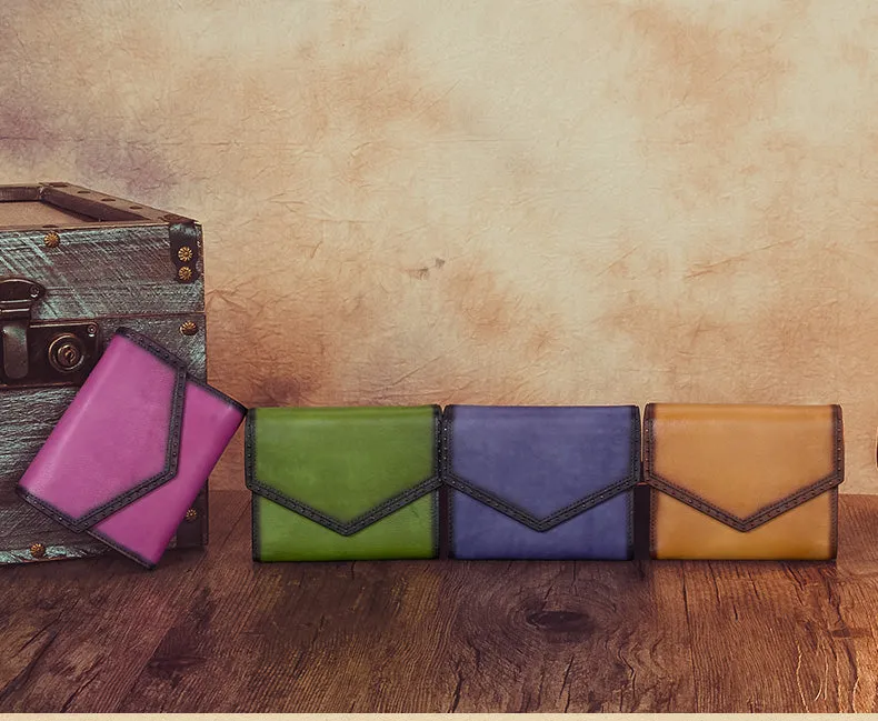 Women's Genuine Leather Trifold Wallet with Coin Pocket and Card Holder for Women