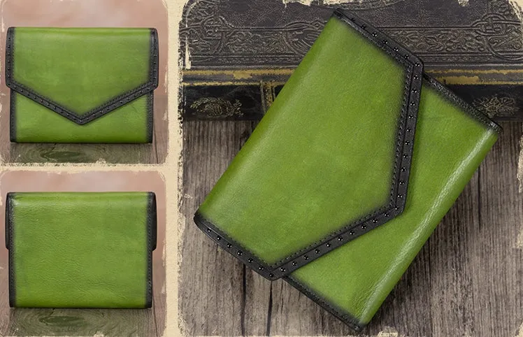Women's Genuine Leather Trifold Wallet with Coin Pocket and Card Holder for Women