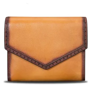 Women's Genuine Leather Trifold Wallet with Coin Pocket and Card Holder for Women