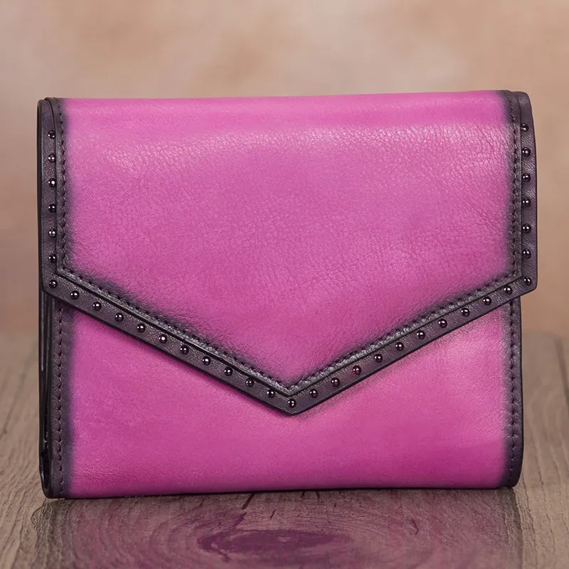 Women's Genuine Leather Trifold Wallet with Coin Pocket and Card Holder for Women