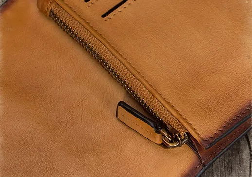 Women's Genuine Leather Trifold Wallet with Coin Pocket and Card Holder for Women