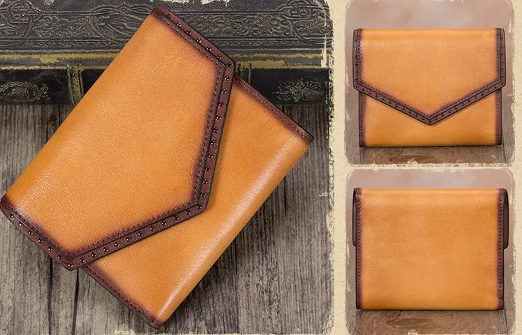 Women's Genuine Leather Trifold Wallet with Coin Pocket and Card Holder for Women