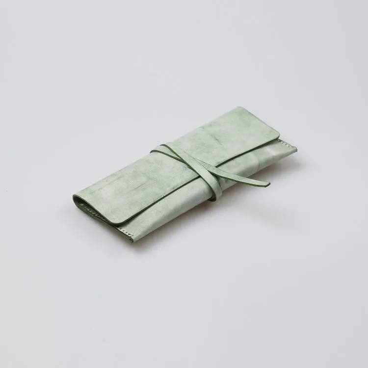 Womens Green Leather Slim Long Wallets Clutch Purses for Women