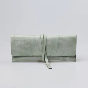 Womens Green Leather Slim Long Wallets Clutch Purses for Women