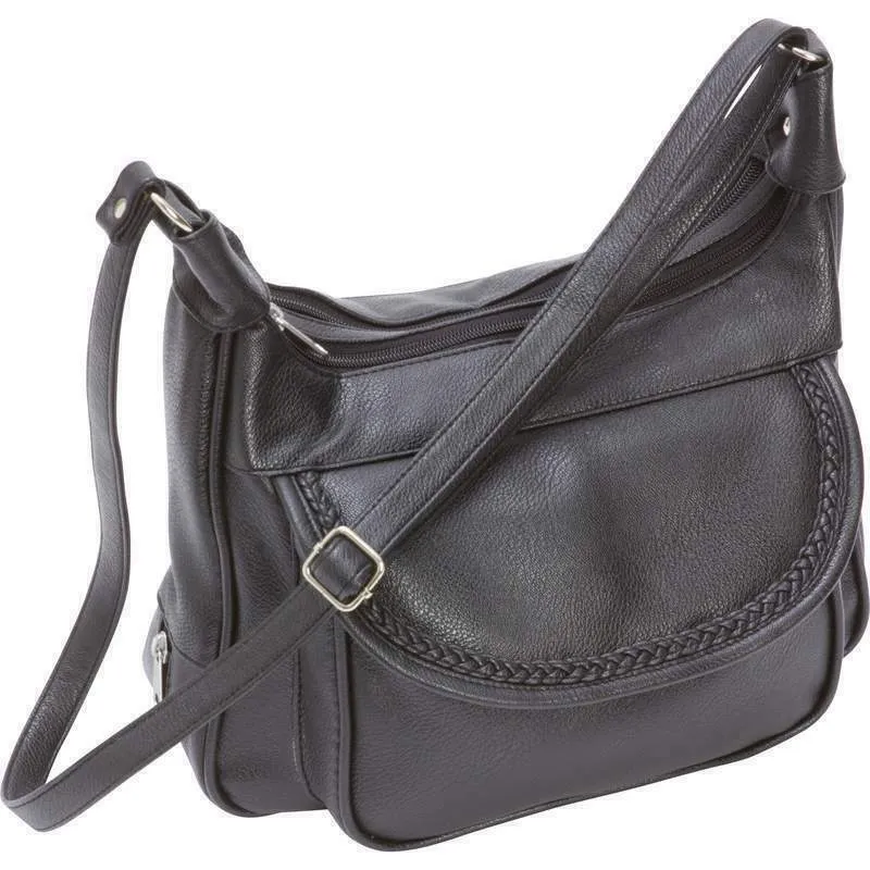 Women's Large Black Handbag Purse with Adjustable Shoulder Strap - Zippered Close
