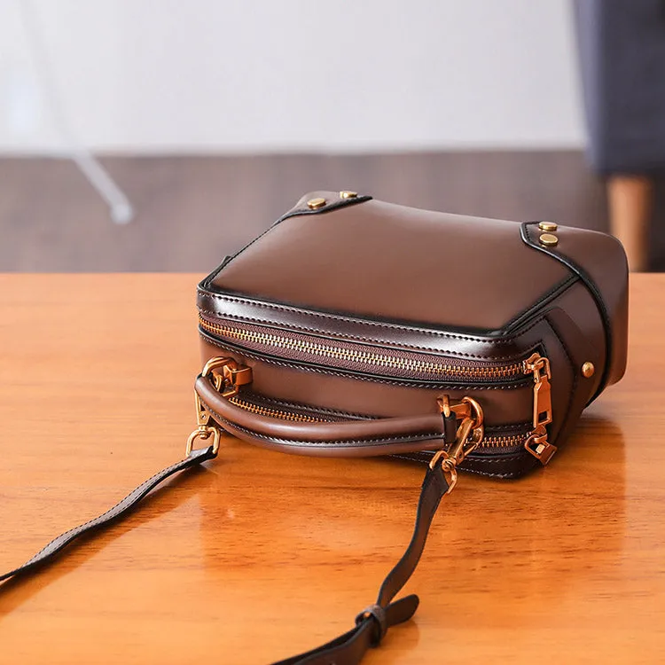 Womens Leather Cube Bag Crossbody Bags Shoulder Bag Purses for Women