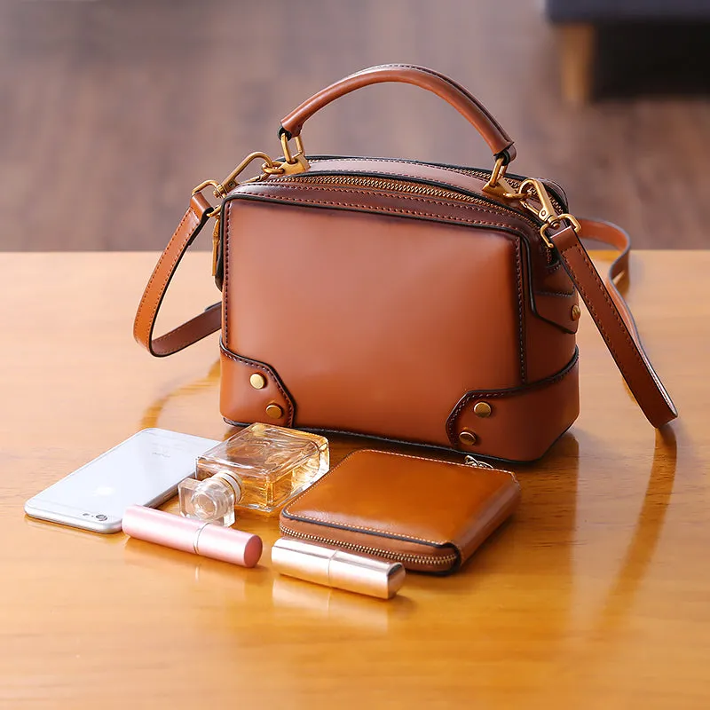 Womens Leather Cube Bag Crossbody Bags Shoulder Bag Purses for Women