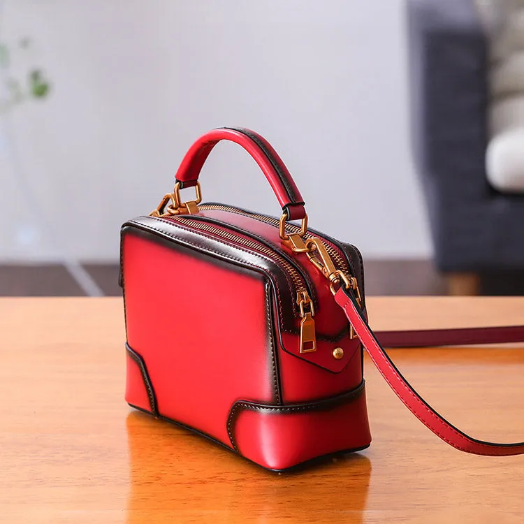 Womens Leather Cube Bag Crossbody Bags Shoulder Bag Purses for Women