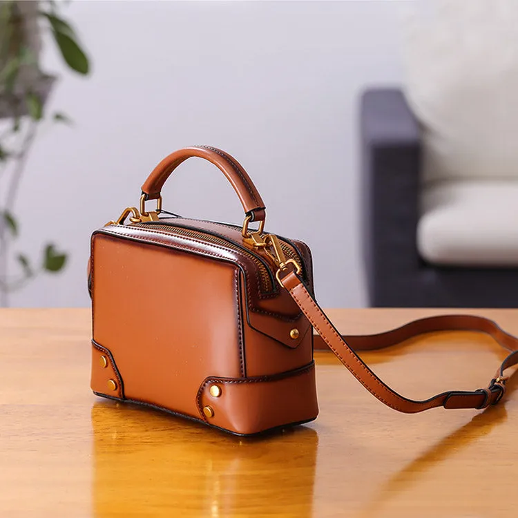 Womens Leather Cube Bag Crossbody Bags Shoulder Bag Purses for Women
