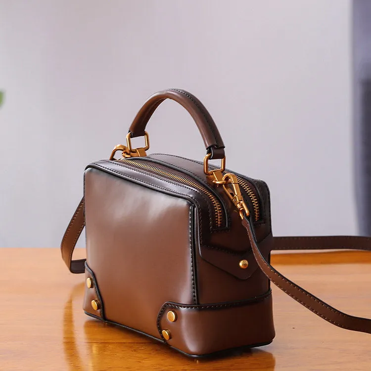 Womens Leather Cube Bag Crossbody Bags Shoulder Bag Purses for Women