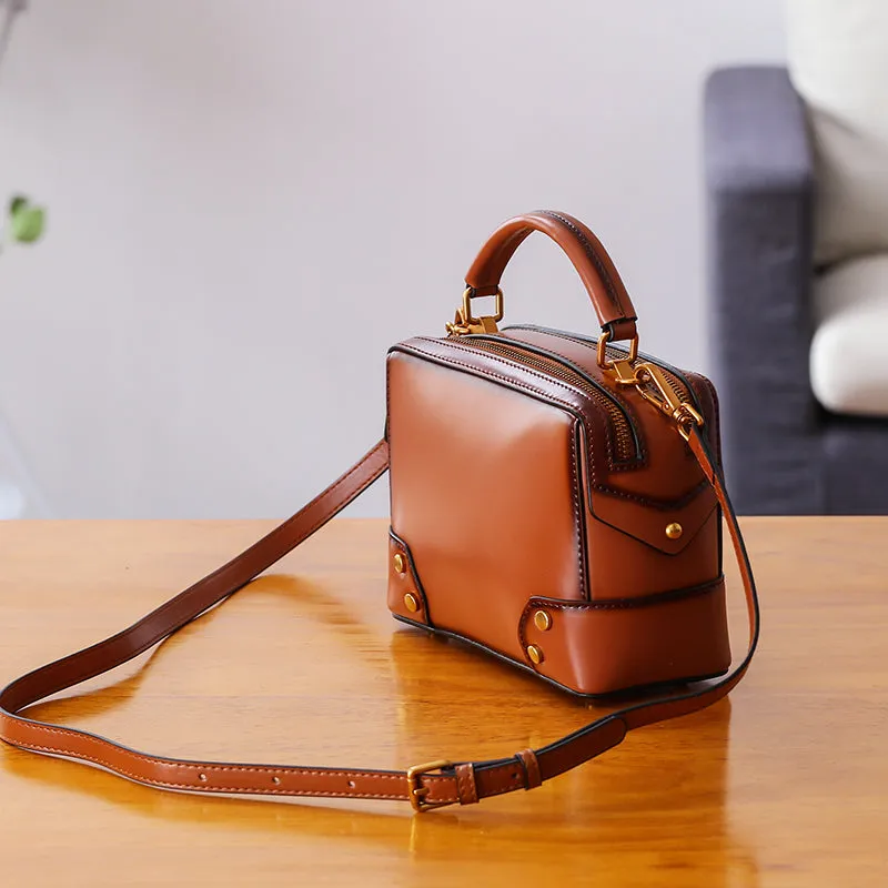 Womens Leather Cube Bag Crossbody Bags Shoulder Bag Purses for Women