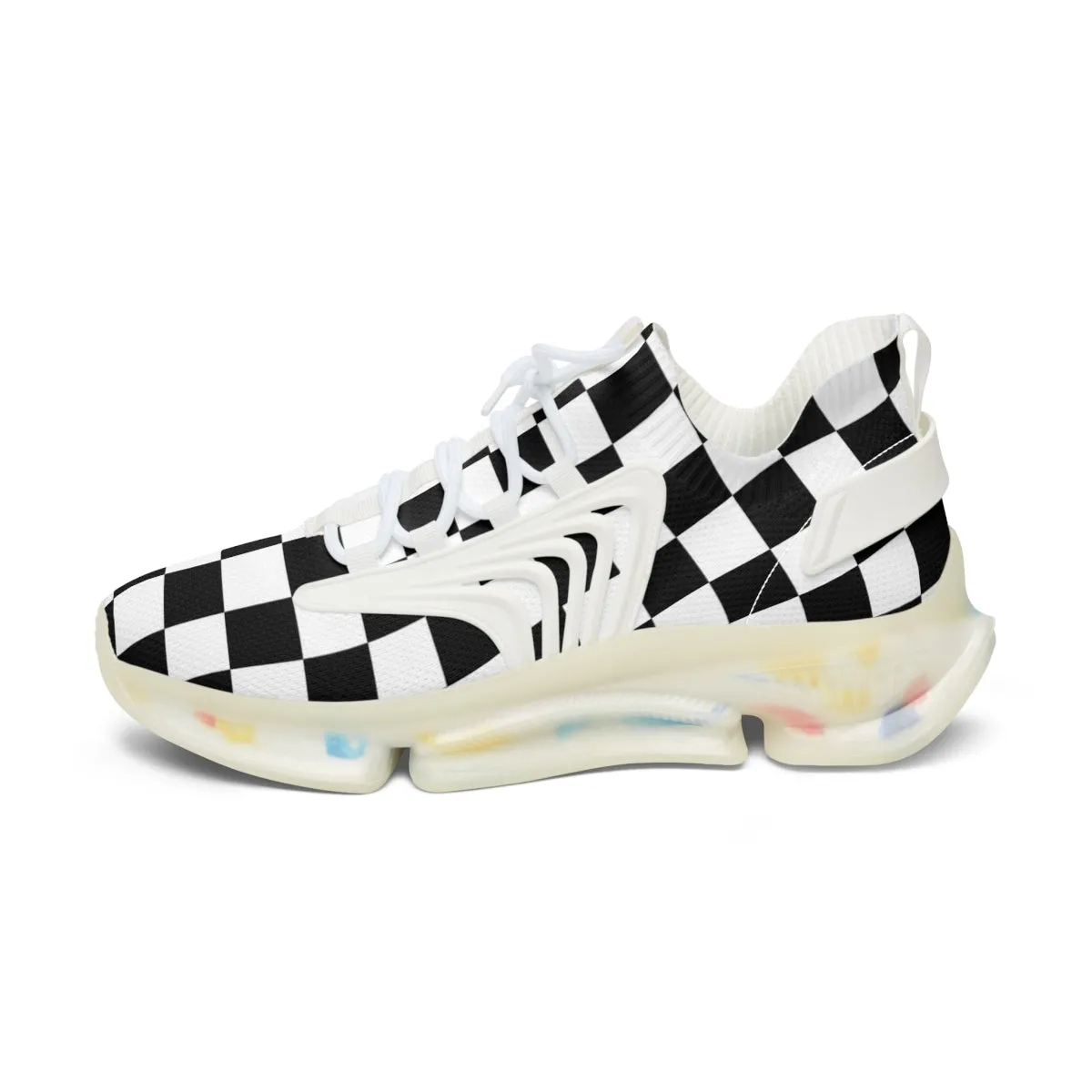 Women's Mesh Sneakers Running Shoes Checkered Print Shock Absorbing Soles